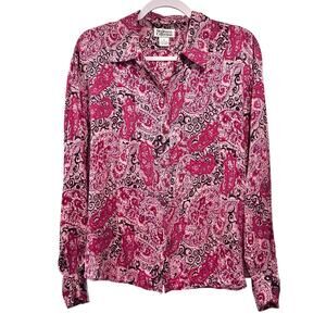 Style & Co Wild Paisley Silk Art-to-Wear French Fairy Blouse Upscale Top Sz 14